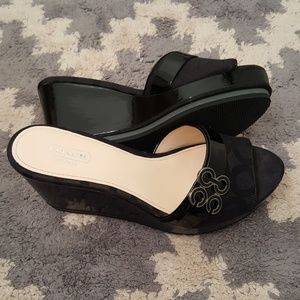 Coach Geri Sandals Black Wedge
